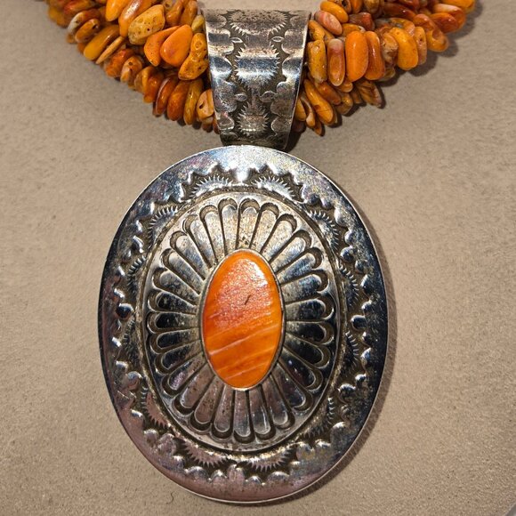 Tony Aguilar Jr Orange Spiny Oyster Necklace - Picture 4 of 6